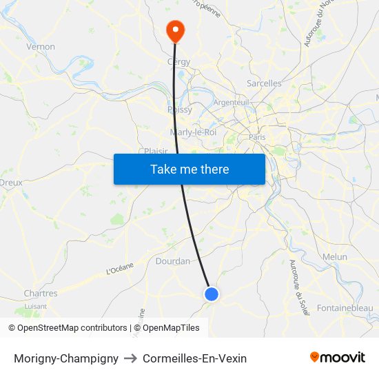 Morigny-Champigny to Cormeilles-En-Vexin map