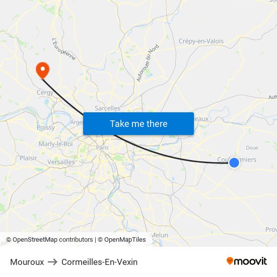 Mouroux to Cormeilles-En-Vexin map