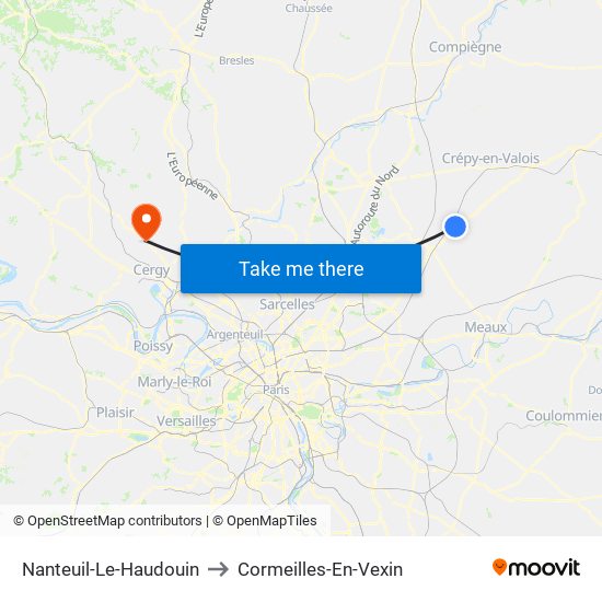 Nanteuil-Le-Haudouin to Cormeilles-En-Vexin map