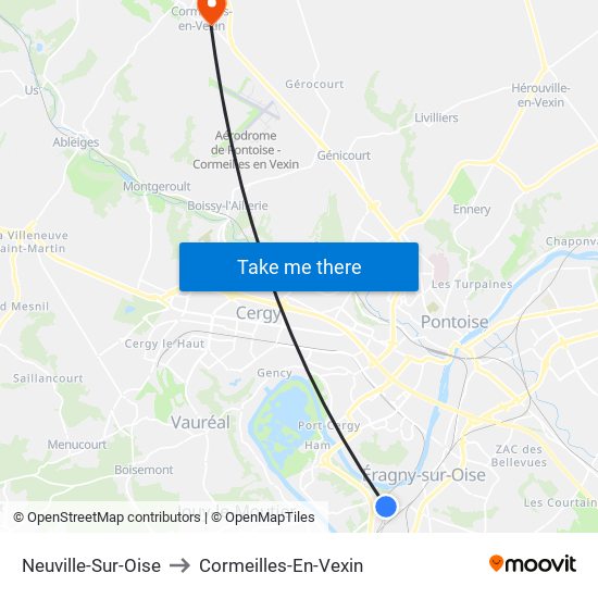 Neuville-Sur-Oise to Cormeilles-En-Vexin map