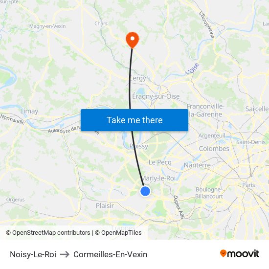 Noisy-Le-Roi to Cormeilles-En-Vexin map