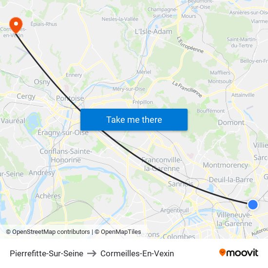 Pierrefitte-Sur-Seine to Cormeilles-En-Vexin map