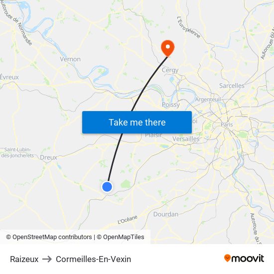 Raizeux to Cormeilles-En-Vexin map