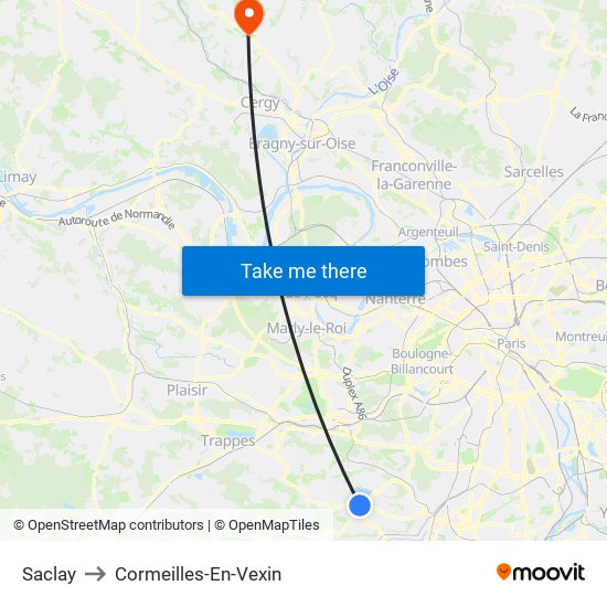 Saclay to Cormeilles-En-Vexin map