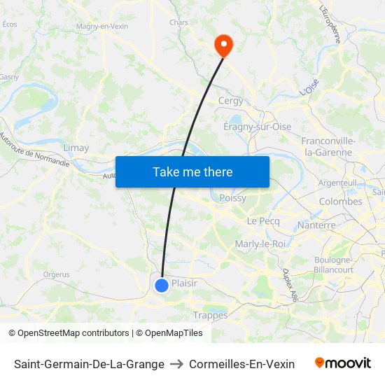 Saint-Germain-De-La-Grange to Cormeilles-En-Vexin map