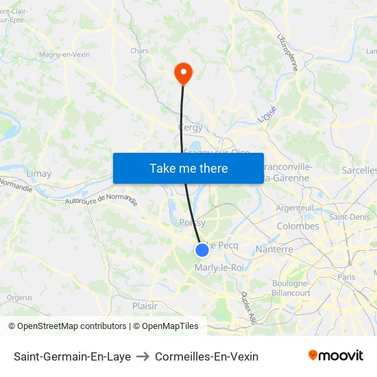 Saint-Germain-En-Laye to Cormeilles-En-Vexin map