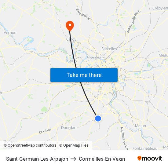 Saint-Germain-Les-Arpajon to Cormeilles-En-Vexin map