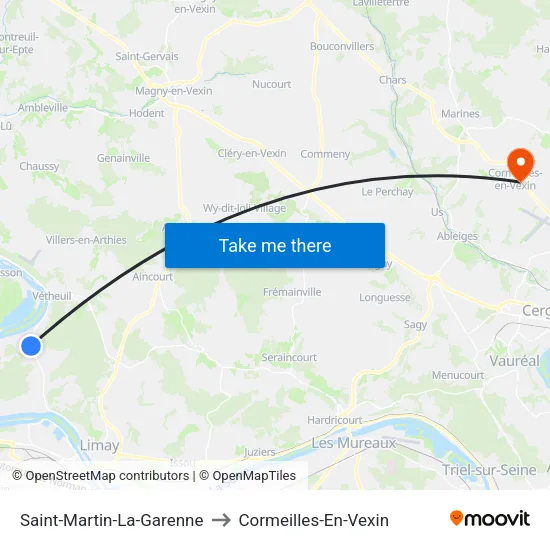 Saint-Martin-La-Garenne to Cormeilles-En-Vexin map