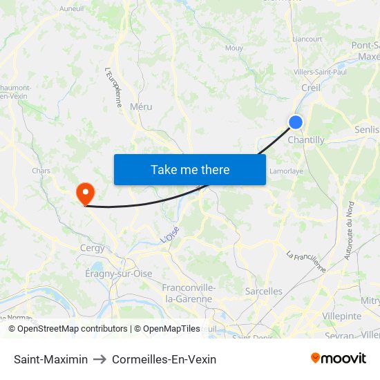 Saint-Maximin to Cormeilles-En-Vexin map