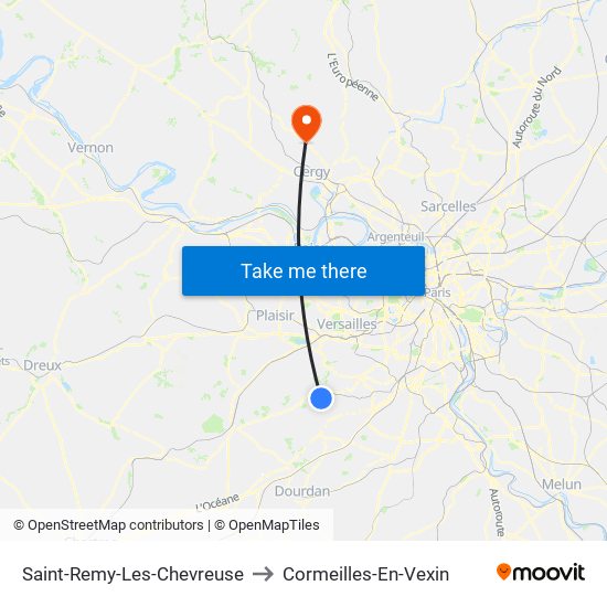 Saint-Remy-Les-Chevreuse to Cormeilles-En-Vexin map