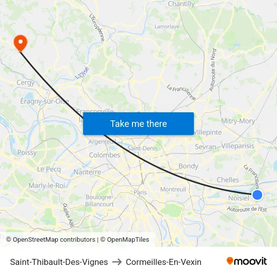 Saint-Thibault-Des-Vignes to Cormeilles-En-Vexin map