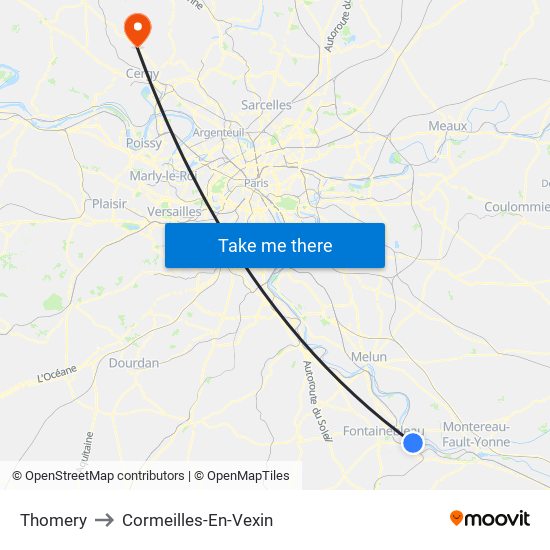 Thomery to Cormeilles-En-Vexin map