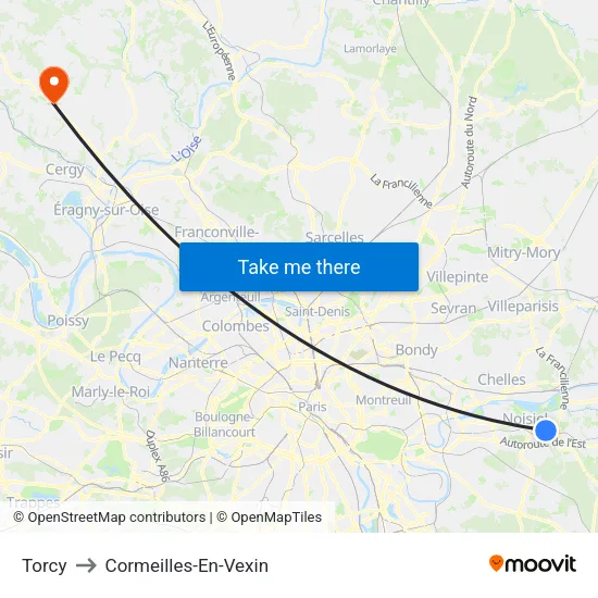 Torcy to Cormeilles-En-Vexin map
