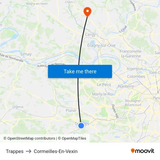 Trappes to Cormeilles-En-Vexin map
