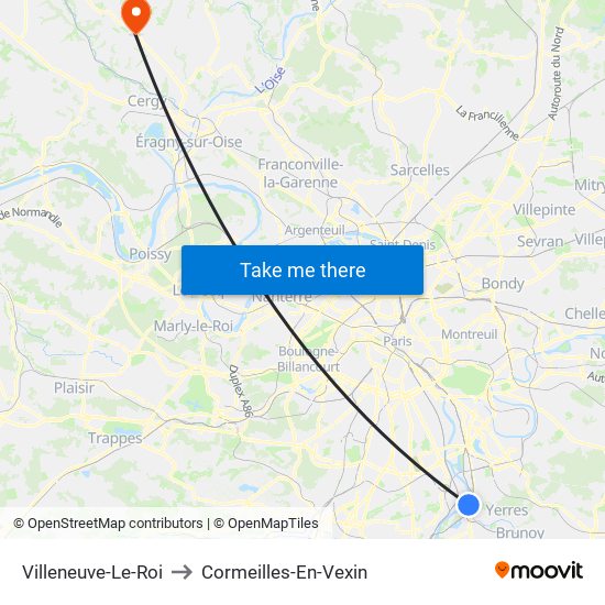 Villeneuve-Le-Roi to Cormeilles-En-Vexin map