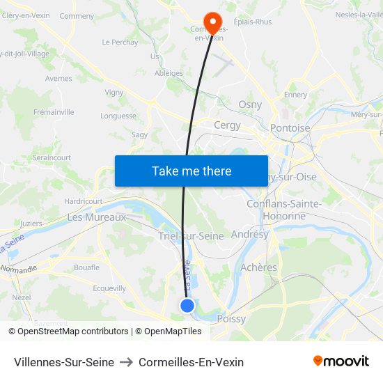 Villennes-Sur-Seine to Cormeilles-En-Vexin map
