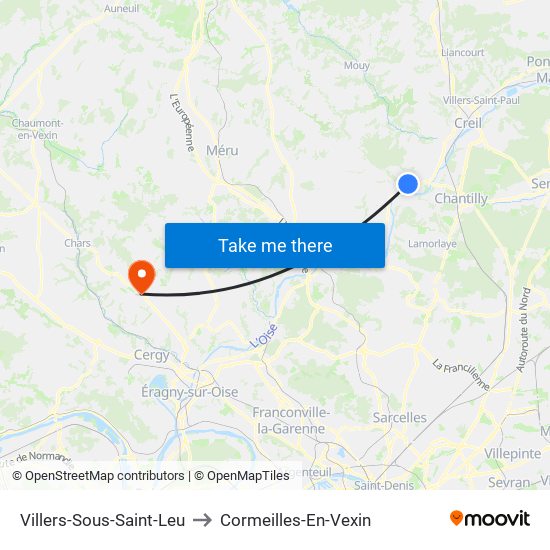 Villers-Sous-Saint-Leu to Cormeilles-En-Vexin map