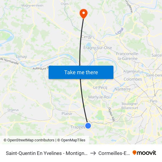 Saint-Quentin En Yvelines - Montigny-Le-Bretonneux to Cormeilles-En-Vexin map