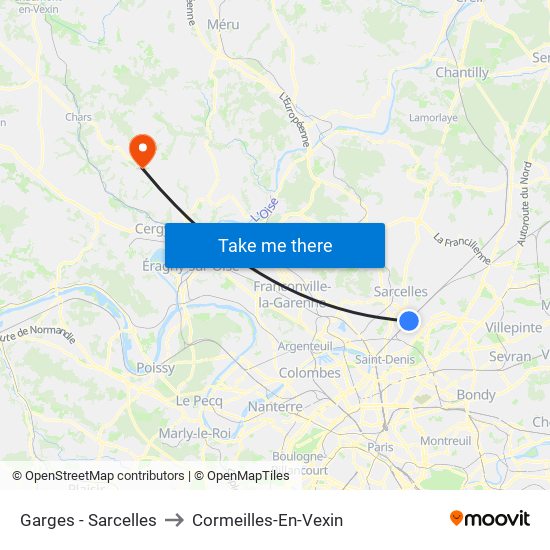Garges - Sarcelles to Cormeilles-En-Vexin map