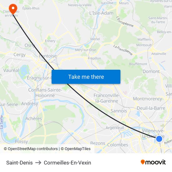 Saint-Denis to Cormeilles-En-Vexin map