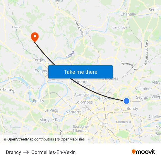 Drancy to Cormeilles-En-Vexin map