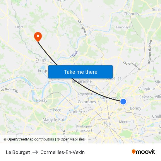 Le Bourget to Cormeilles-En-Vexin map