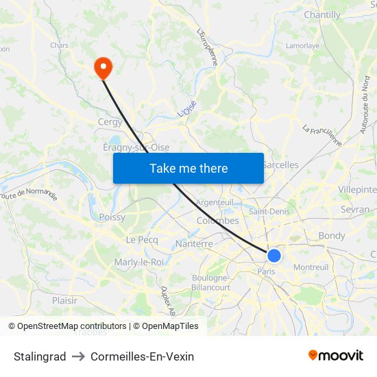 Stalingrad to Cormeilles-En-Vexin map