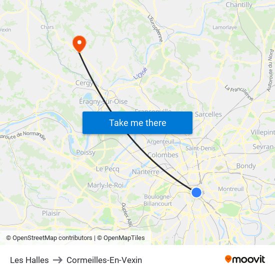 Les Halles to Cormeilles-En-Vexin map