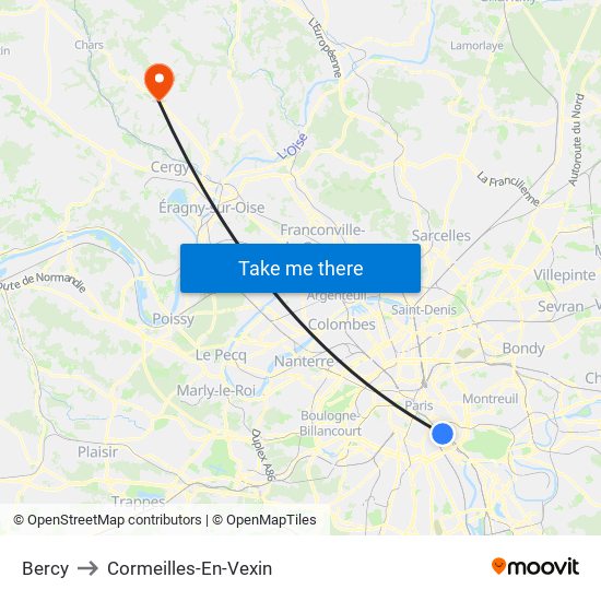 Bercy to Cormeilles-En-Vexin map