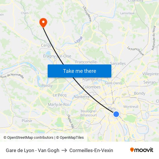 Gare de Lyon - Van Gogh to Cormeilles-En-Vexin map