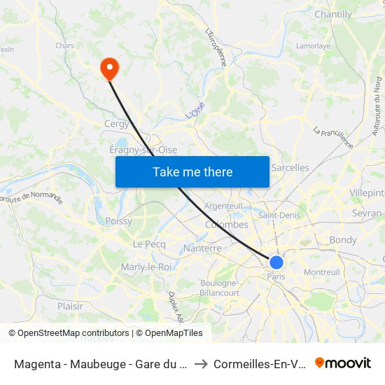 Magenta - Maubeuge - Gare du Nord to Cormeilles-En-Vexin map