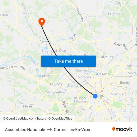 Assemblée Nationale to Cormeilles-En-Vexin map