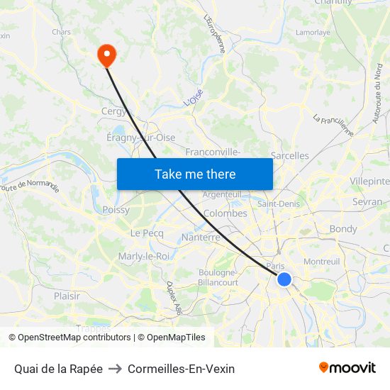 Quai de la Rapée to Cormeilles-En-Vexin map