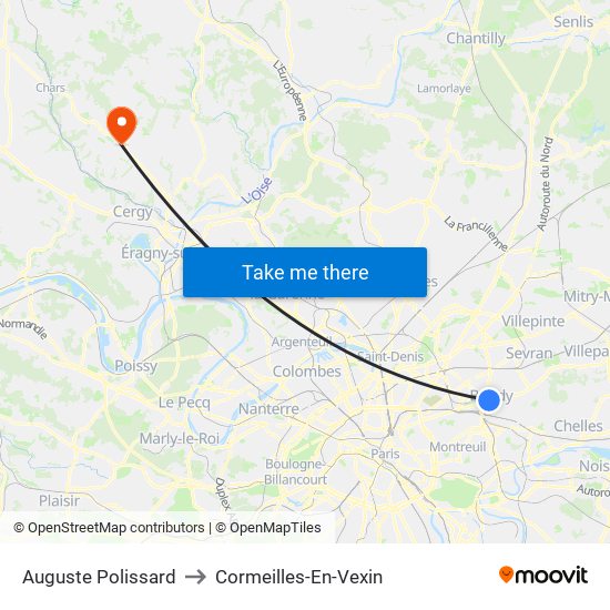 Auguste Polissard to Cormeilles-En-Vexin map