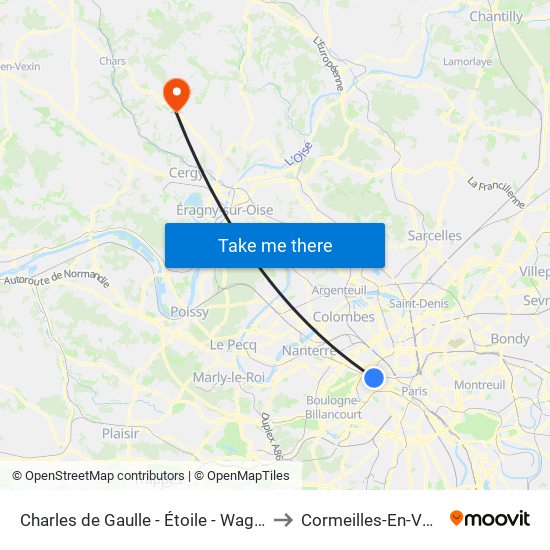 Charles de Gaulle - Étoile - Wagram to Cormeilles-En-Vexin map
