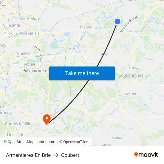 Armentieres-En-Brie to Coubert map