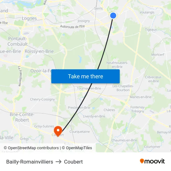Bailly-Romainvilliers to Coubert map