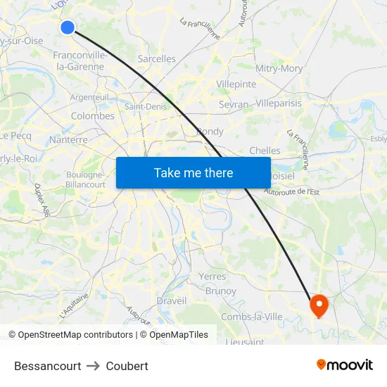Bessancourt to Coubert map
