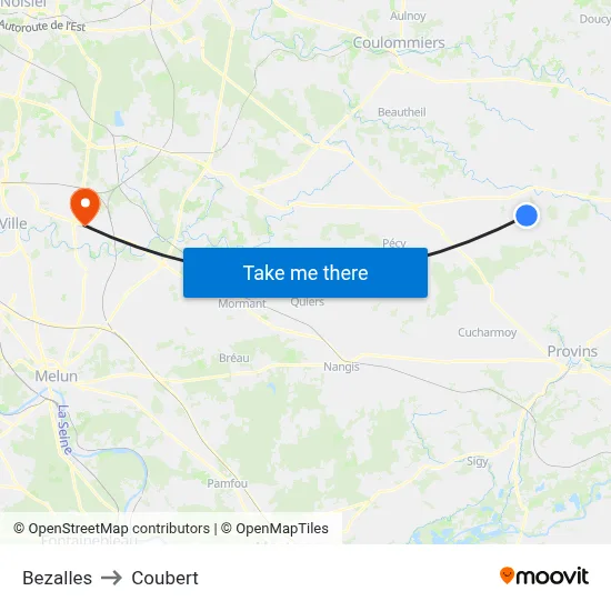 Bezalles to Coubert map