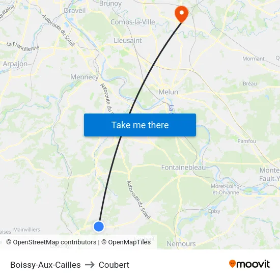 Boissy-Aux-Cailles to Coubert map