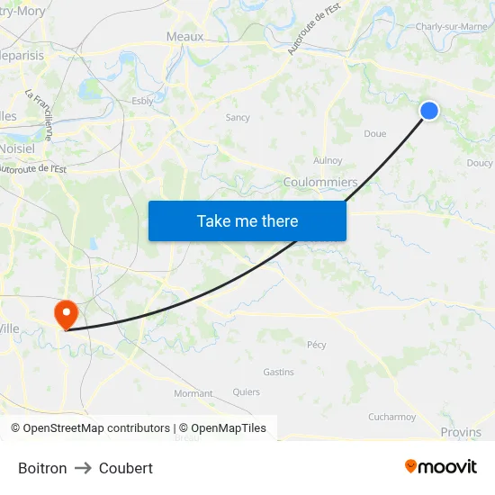 Boitron to Coubert map