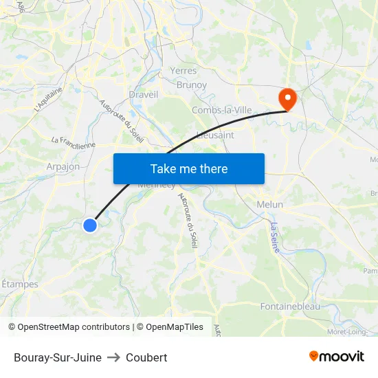 Bouray-Sur-Juine to Coubert map