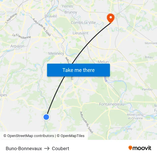 Buno-Bonnevaux to Coubert map