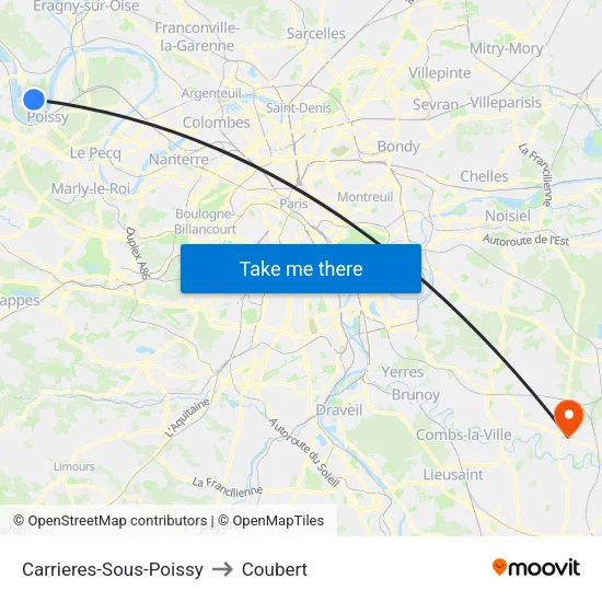 Carrieres-Sous-Poissy to Coubert map