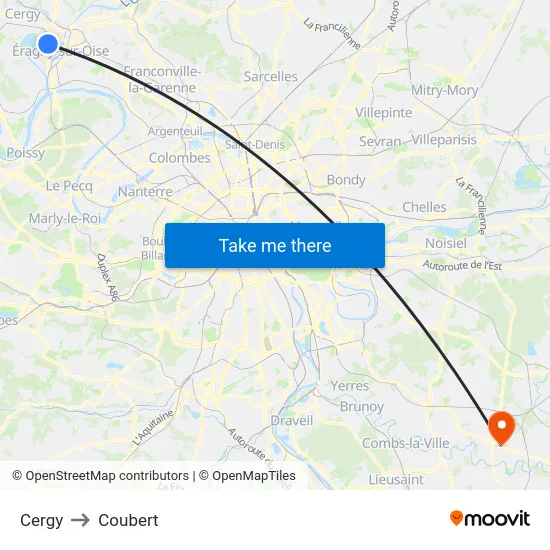Cergy to Coubert map