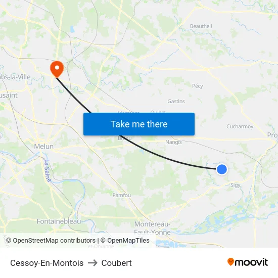 Cessoy-En-Montois to Coubert map