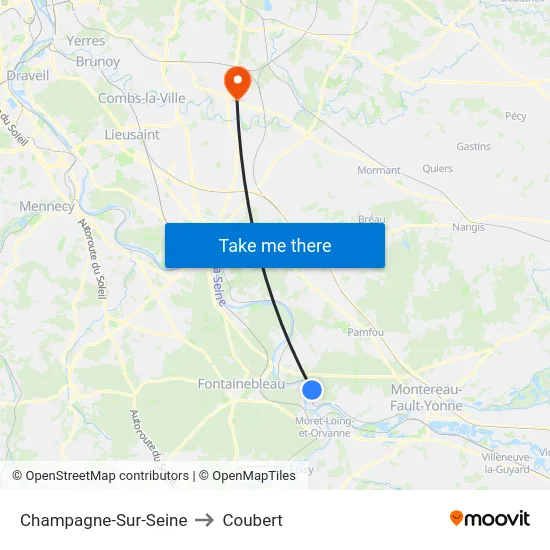 Champagne-Sur-Seine to Coubert map