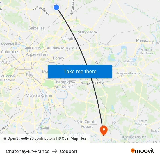 Chatenay-En-France to Coubert map