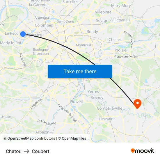 Chatou to Coubert map