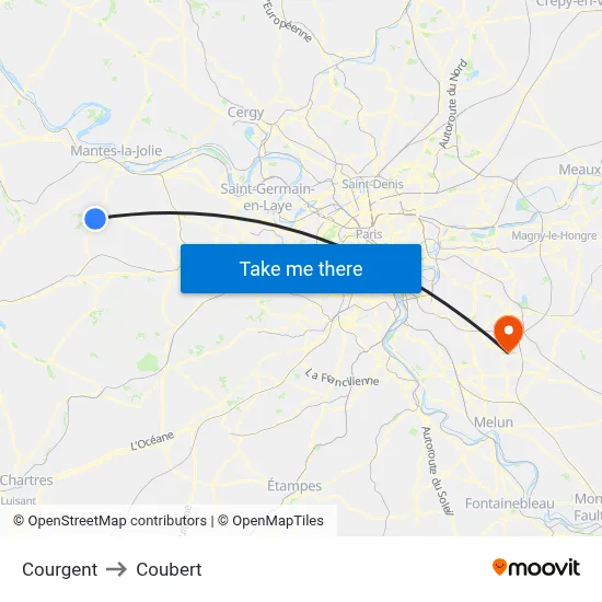 Courgent to Coubert map